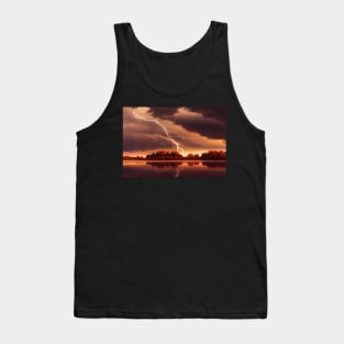 Autumn Lake Lightning Strikes Tank Top